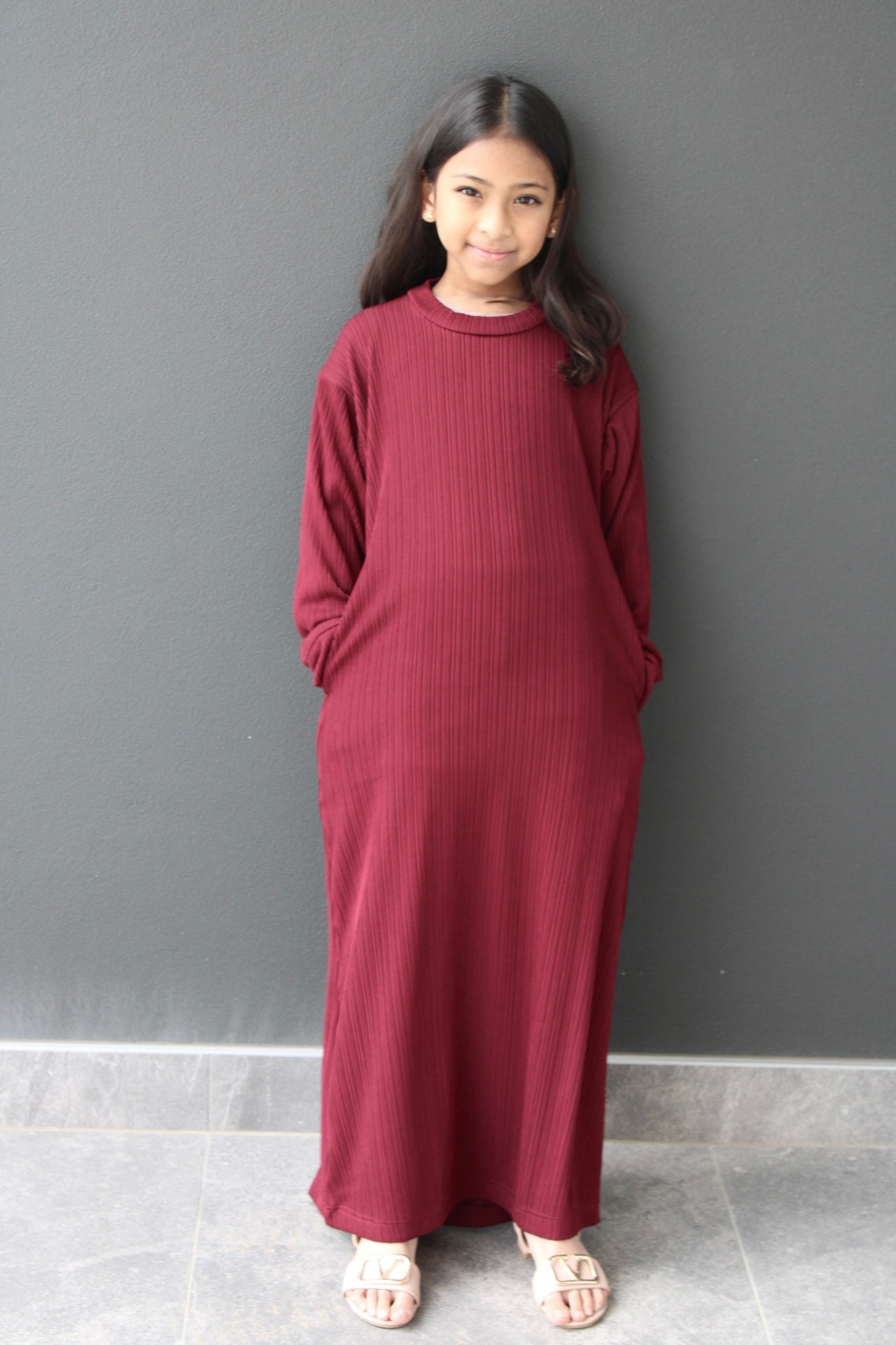 Sofia Staple Ribbed Maxi Girls Dress